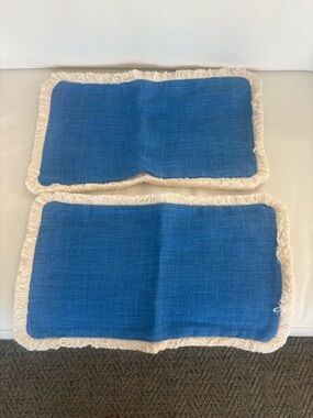 Serena & Lily Capri Blue with Fringe Bowden Accent Pillow Covers 12x21 NWT